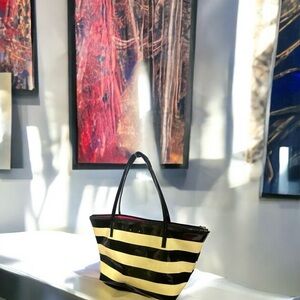 Kate Spade Black and cream color Striped Tote